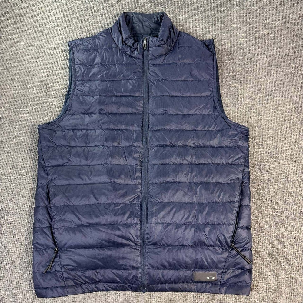 Oakley Puffer Vest Mens Large Navy Blue Down Insulated Ripstop Quilted Gilet
